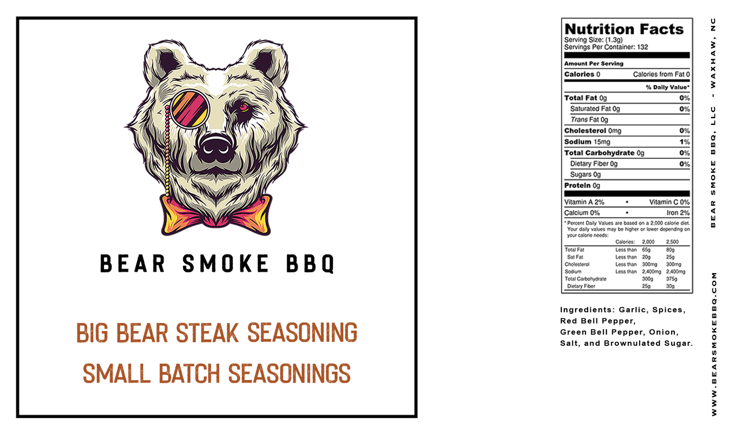 Bear Smoke BBQ Steak Seasoning  Edit alt text