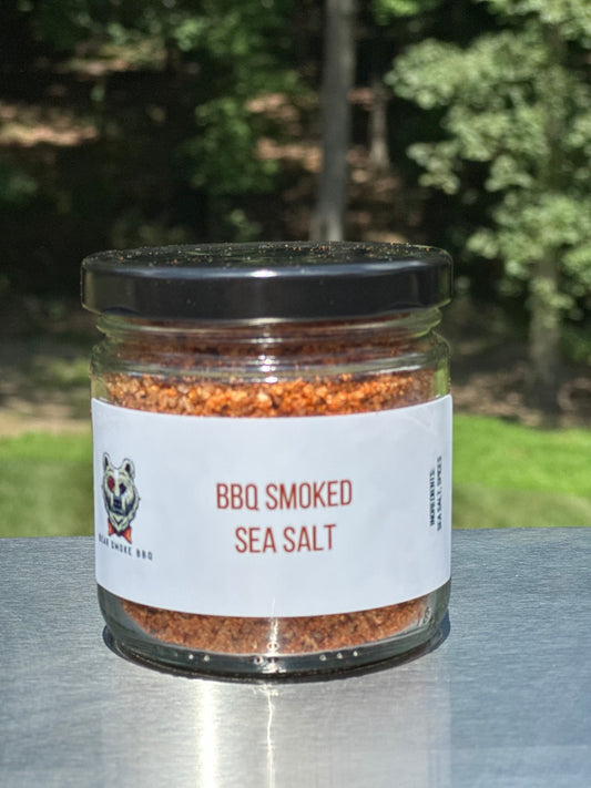 Bear Smoke BBQ Rub and Smoked Coarse Sea Salt, who could ask for a better combination! We tossed the highest quality coarse sea salt with our Bear Smoke BBQ Rub #1 and cold smoked it for 4 hours to infuse all of the flavors