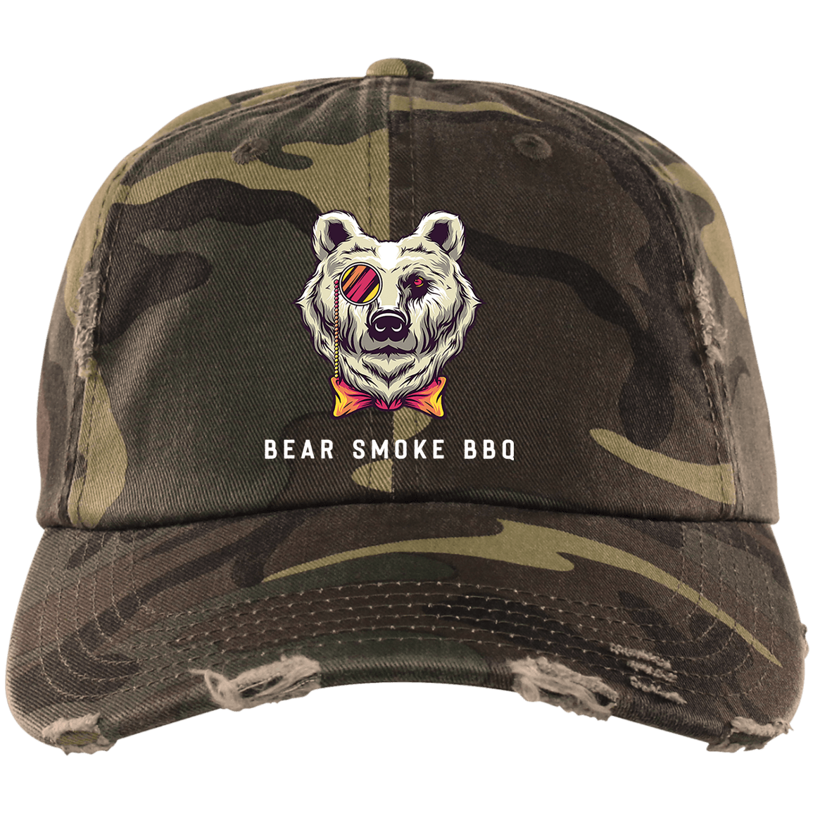 Bear Smoke BBQ Distressed Hat - Bear Smoke BBQ