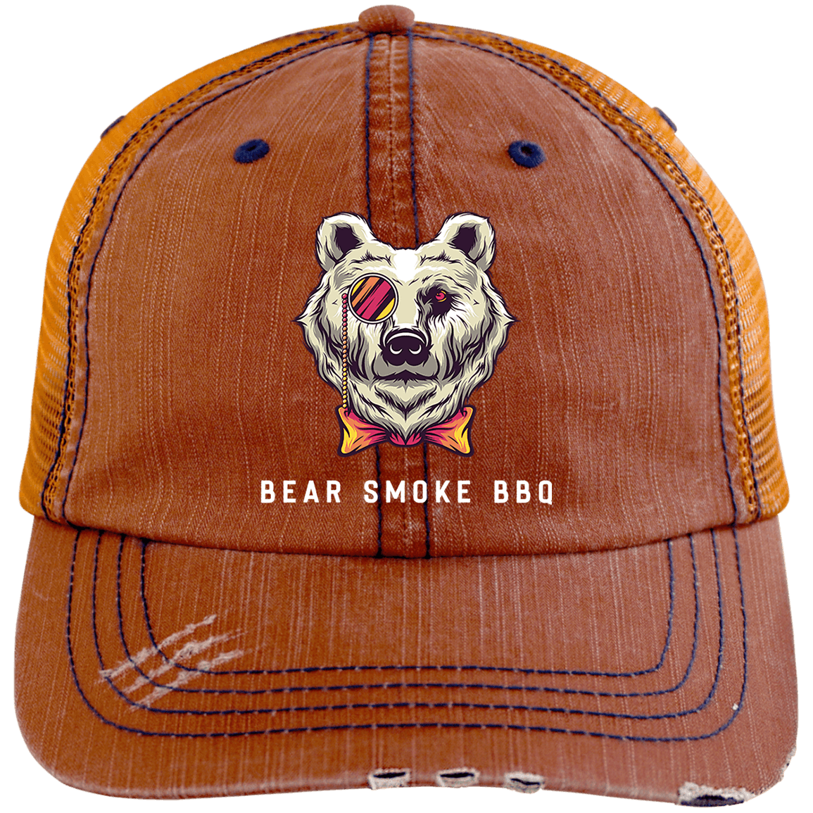 Bear Smoke Distressed Unstructured Trucker Cap – Bear Smoke BBQ